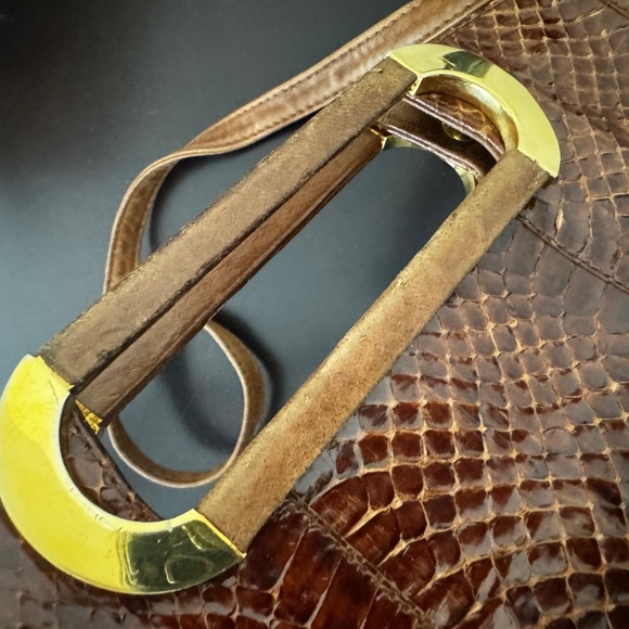 Vintage Birks Snakeskin Purse Handbag Shoulder suede leather  Designer 70's - Picture 5 of 16